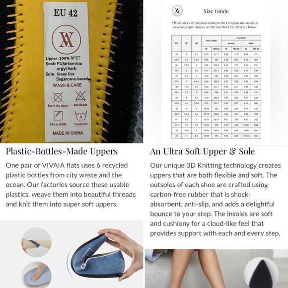 Vivaia Flats Size 42 US 10.5M Black Point-toe Slip-on Washable Travel - Picture 7 of 13